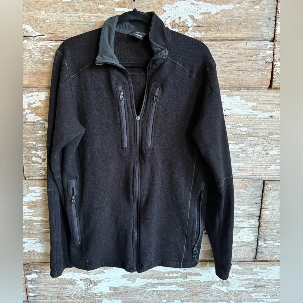 Kühl Large Full Zip Fleece Jacket Black Softshell Panels Outdoor Hiking